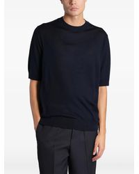 Ballantyne - Knitted Ribbed-Trim T-Shirt - Lyst