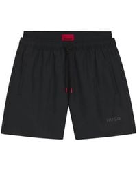 HUGO - Logo-Patch Drawstring Swim Shorts - Lyst