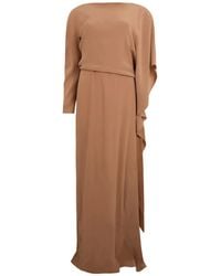 Alberta Ferretti - Draped-Detail Long-Sleeve Maxi Dress - Lyst