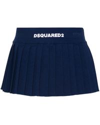 DSquared² - Logo-embroidered Pleated Mini Skirt - Lyst