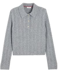 Tommy Hilfiger - Pull En Maille Torsadée À Col Polo - Lyst