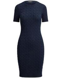Ralph Lauren - Cable-Knit Short-Sleeve Mini Dress - Lyst