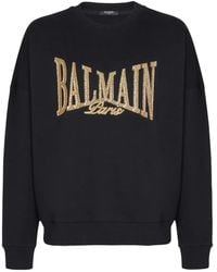 Balmain - Embellished-Logo Sweatshirt - Lyst