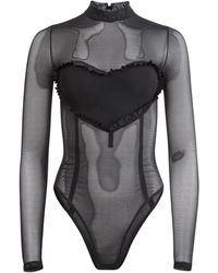 Fleur du Mal - Body Met Ruches En Mesh - Lyst