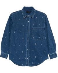 Maje - Rhinestone Denim Shirt - Lyst