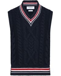 Thom Browne - Aran Cable Stitch Merino Wool Vest - Lyst
