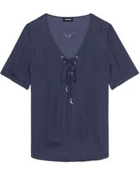 Zadig & Voltaire - Lace-Up V-Neck T-Shirt - Lyst