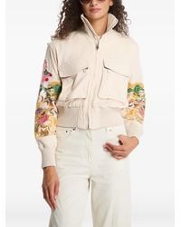 Desigual - Floral-Embroidered Zip-Up Jacket - Lyst