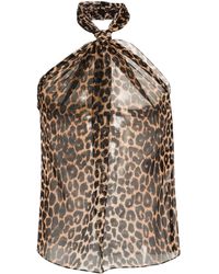 Saint Laurent - Leopard-print Silk Top - Lyst