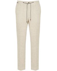 Corneliani - Drawstring Linen Trousers - Lyst