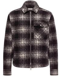 Moncler - Check Jersey Zip-Up Shirt - Lyst