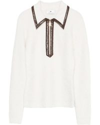 Elisabetta Franchi - Zip-Front Collar Sweater - Lyst