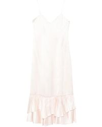 Jil Sander - Sleeveless Double Silk Blend Ruffle Dress - Lyst