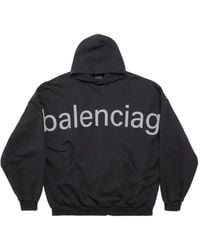 Balenciaga - Logo-Print Cotton Hoodie - Lyst
