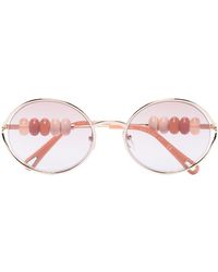 Chloé - Beaded Oval-frame Sunglasses - Lyst