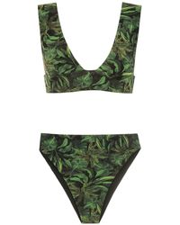 Isolda Coqueiral Foliage-print Bikini Set - Black