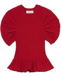 Blumarine - Rib-Knit Short-Sleeve Sweater - Lyst