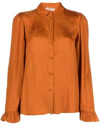 Twinset - Animal-Print Ruffle-Cuffs Shirt - Lyst