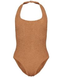 Hunza G - Sandy Metallic Crinkle Swimsuit - Lyst