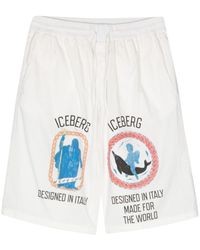 Iceberg - Roma-print Cotton Shorts - Lyst