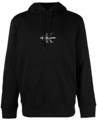 Calvin Klein - Logo-Embroidered Long-Sleeve Hoodie - Lyst