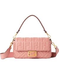 Fendi - Baguette Schoudertas Met Ff-Patroon Met Reliëf - Lyst