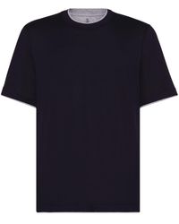 Brunello Cucinelli - Jersey-T-Shirt mit Kontrastdetails - Lyst