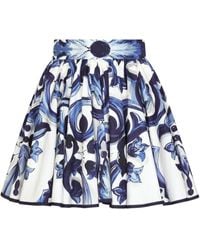 Dolce & Gabbana - Poplin Circle Skirt With Majolica Print - Lyst