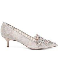 Rene Caovilla - Cinderella Crystal Kitten-Heel Pumps - Lyst