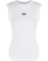 Erika Cavallini Semi Couture - Top sin mangas estampado de algodón - Lyst