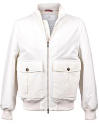 Brunello Cucinelli - Giacca Con Zip Frontale E Tasche Con Patta - Lyst