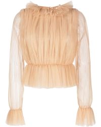 KHAITE - Long-Sleeve Tulle Blouse - Lyst