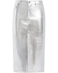 STAUD - Oaklyn Metallic-Effect Midi Skirt - Lyst