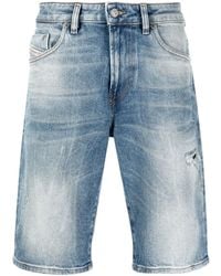 DIESEL - Distressed Straight-Leg Denim Shorts - Lyst