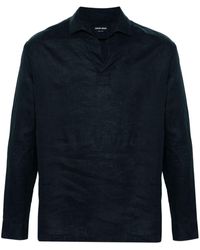 Giorgio Armani - Split-neck Linen Shirt - Lyst