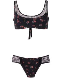 Amir Slama Bikini Met Mesh Vlakken - Zwart