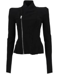 Rick Owens - Asymmetric-Zip Padded-Shoulder Jacket - Lyst