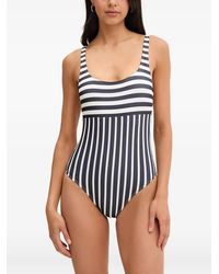 MICHAEL Michael Kors - Striped Scoop-Neck Swimsuit - Lyst
