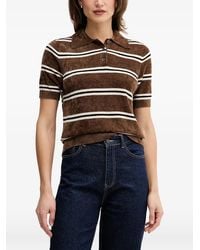 Ouí - Striped Terry-Texture Polo Shirt - Lyst