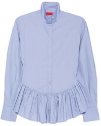Thelatest - Elaine Peplum-Hem Puff-Sleeve Shirt - Lyst