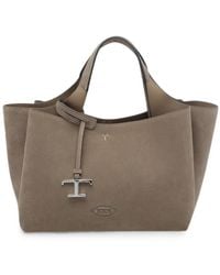Tod's - T-Logo Suede Tote Bag - Lyst