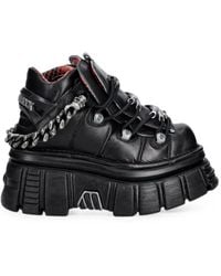 New Rock - Metallic Platform Chain-Link Boots - Lyst