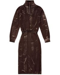 DIESEL - M-Marcelle Zipped Turtleneck Midi Dress - Lyst