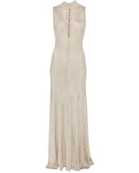 Self-Portrait - Turtleneck Button-Front Maxi Evening Dress - Lyst