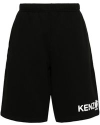 KENZO - Orange-print Cotton Track Shorts - Lyst
