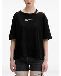 KARL LAGERFELD - Logo-Print Cut-Out T-Shirt - Lyst