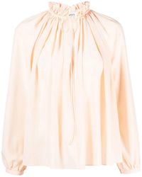 Lanvin - プリーツネック シルクブラウス - Lyst