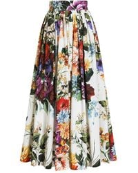 Dolce & Gabbana - フラワーブーケプリント ワイドスカート - Lyst
