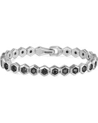 David Yurman - Sterling Zilveren Hex Pavé Tennisarmband Met Zwarte Diamant - Lyst