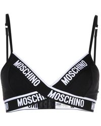 Moschino - Logo-tape Detail Stretch-cotton Bra - Lyst